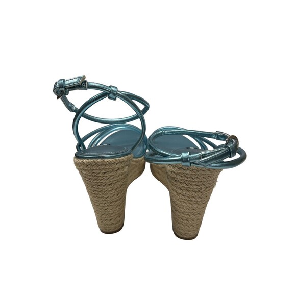 NINE WEST Womens Blue 1-1/2" Platform Hipsta Open Wedge Espadrille Shoes 9 M - Picture 9 of 9